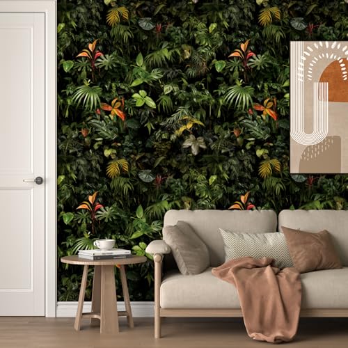 ReWallpaper Dark Botanical Peel and Stick Wallpaper Green Rainforest Mural Tropical Wall Paper for Bathroom Bedroom Kids Room Removable Secret Garden Decorative Contact Paper for Cabinets 17.5inx10ft - Image 4