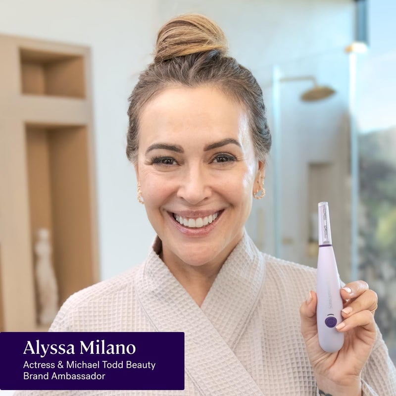 Michael Todd Beauty Sonicsmooth Pro+ Dermaplane Razor for Women Face + Eyebrow Trimmer Dermaplaning System w/LED Light Peach Fuzz Remover -16 Dermaplaning Blades & 2 Microsmooth Exfoliation Tips - Image 2