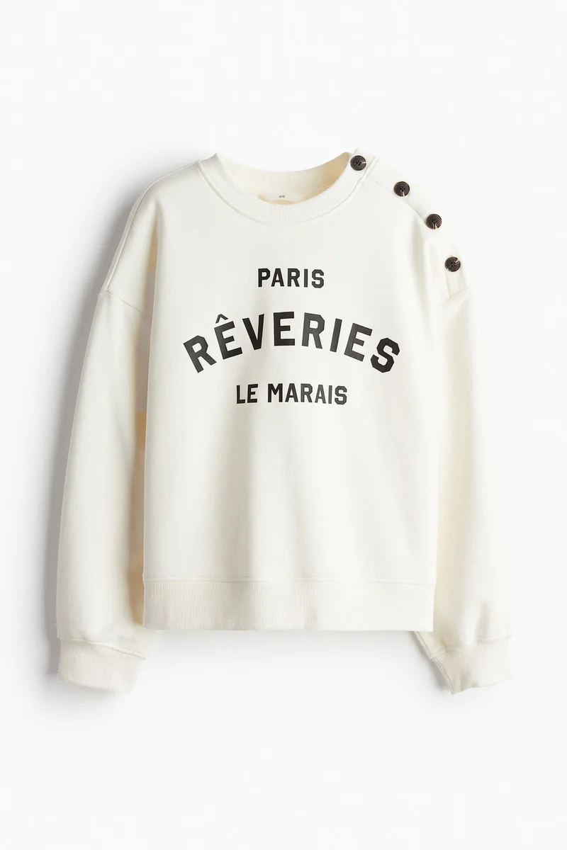 H&M Button-detail sweatshirt