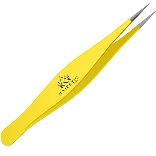 Majestic Bombay Fine Point Tweezers for Women and Men Splinter Ticks Facial Brow and Ingrown Hair RemovalSharp Needle Nose Surgical Tweezers Precision Pluckers best tweezers for chin hair