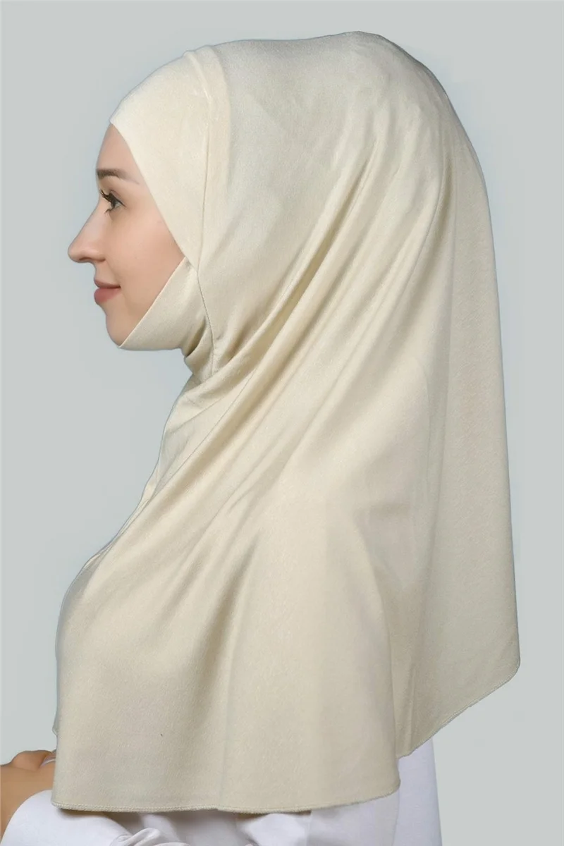 التوبة Ready-made Turban Practical Scarf with Veil Hijab with Nikap - Prayer Cover Soufflé (Xl) - Cream