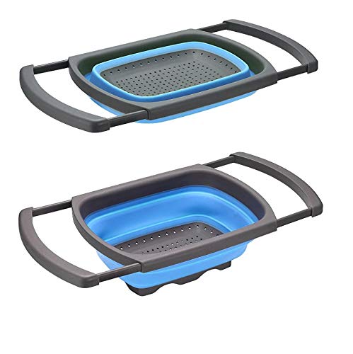 VIHAX Kitchen Collapsible Colander, Over The Sink Strainer with Steady Base for Standing, 6-Quart Capacity, Dishwasher-Safe，BPA Free (Multi) - Image 3