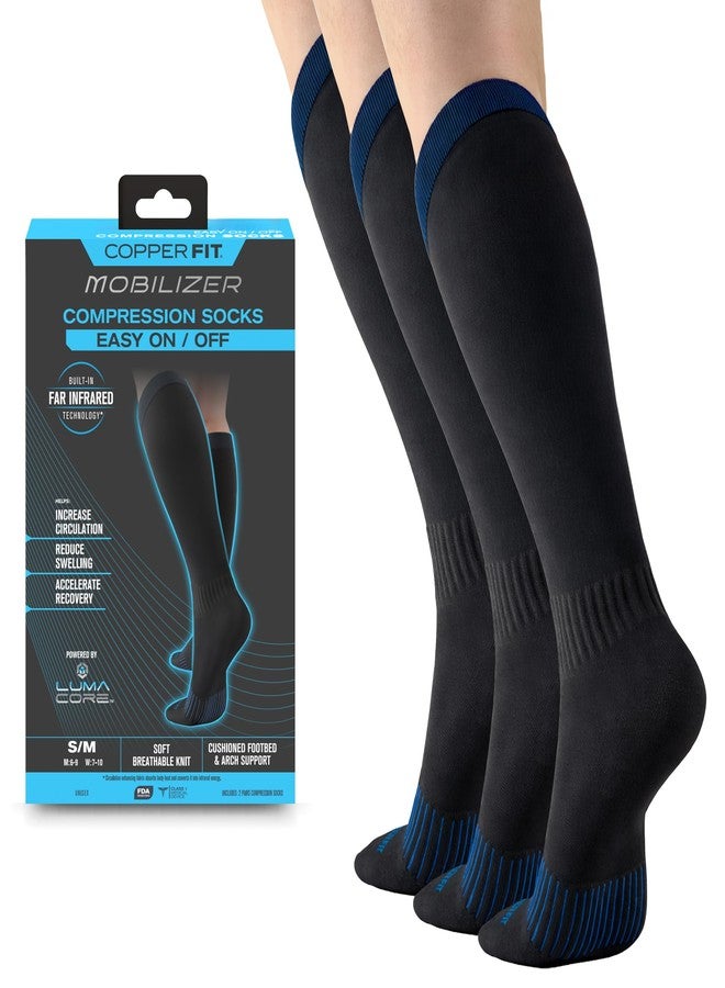 Copper Fit Mobilizer Easy On Easy Off Socks - Circulation & Swelling Relief for Men/Women, 10-20 mmHg (US, Alpha, Large, X-Large, Regular, Regular, Black - 3 Pack) - Image 1