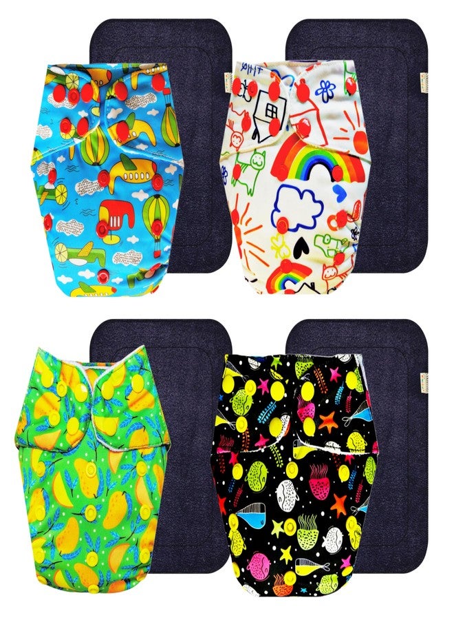 حفاضات قماشية فاخرة من دمبلدو مع حشوة رمادية (عبوة من 4) | مضادة للحساسية | وسادة ماصة من 6 طبقات | أزرار كبس قابلة للتعديل | موثوق بها من قبل الأمهات | من 3 أشهر إلى 3 سنوات | للجنسين - Image 1