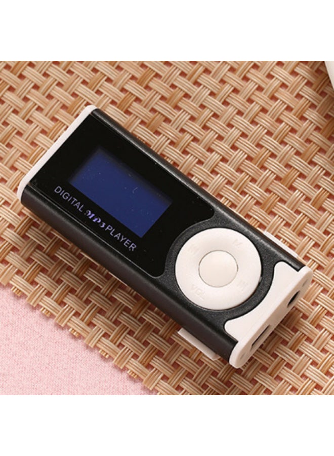 There Is A Screen Outside The Card Mp3 Player Mini Outside Ring Mp3 Walkman Gift With LED Lamp Clip Flashlight Mp3-Body Color:Black-Memory Capacity:Card Host Charging Cable Headset (bag)  - Image 1