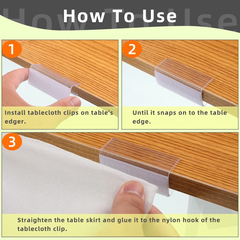 Maitys 24 Pieces Table Skirting Clips Clear Tablecloth Clips for Indoor Outdoor Events Wedding Meeting Party Picnic Banquet - Image 3
