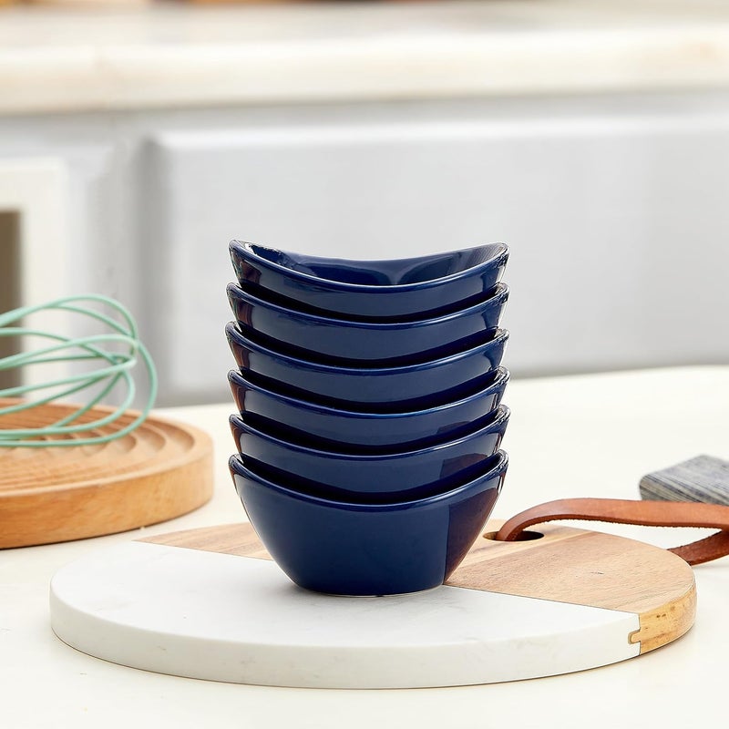 Swuut Ceramic Dipping Bowls Set of 615 Oz White Dip Pinch BowlSoy Sauce DishesMini Bowls for Charcuterie Board SushiTomato SauceBBQ and Party SuppliesNavy - Image 3