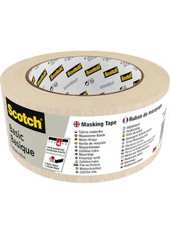Scotch  Scotch Basic Masking Tape 48mm x 50m, 1 roll/pack | Beige color | Masking and Protection | Medium to High adhesion | For walls, metal, wood and more | Easy to Remove with no residue 