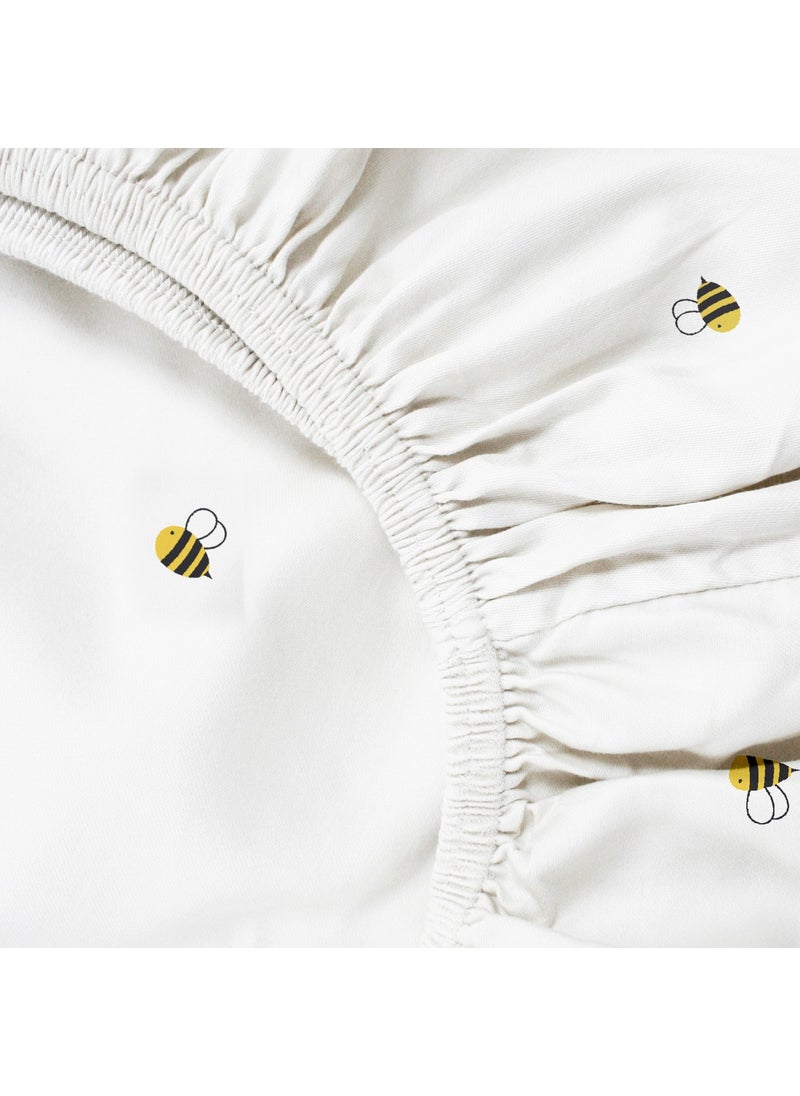 Casadora Baby Happy Bee 100% Cotton Satin Baby Fitted Sheet Set - 70X140CM + 35X45 cm  - Image 5