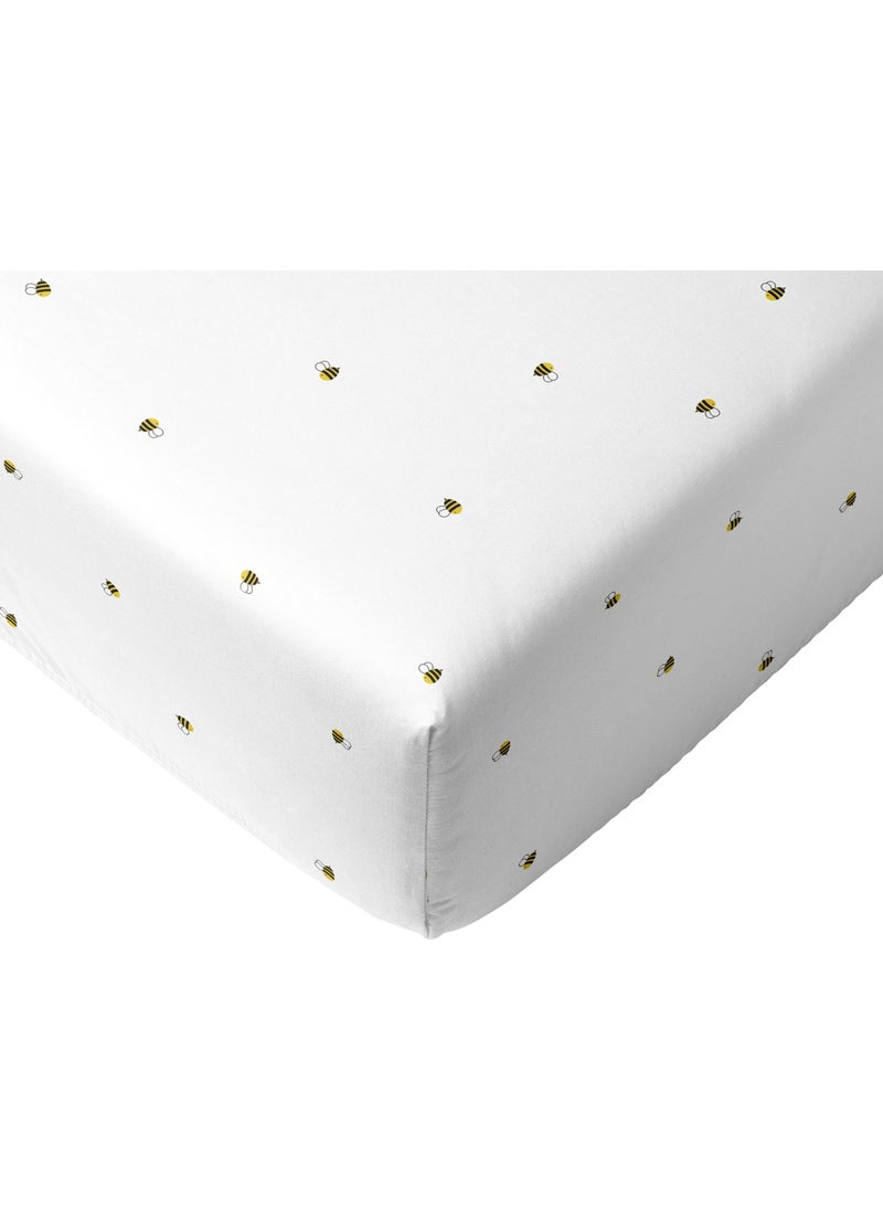 Casadora Baby Happy Bee 100% Cotton Satin Baby Fitted Sheet Set - 70X140CM + 35X45 cm  - Image 4