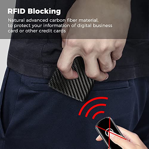 MONOCARBON Real Carbon Fiber Business Card Holder,Portable Pocket Business Card Holder Case with RFID Blocking & Magnetic Closure,Elegant Multifunction Card Organizer for Discerning Gentlemen - Image 4