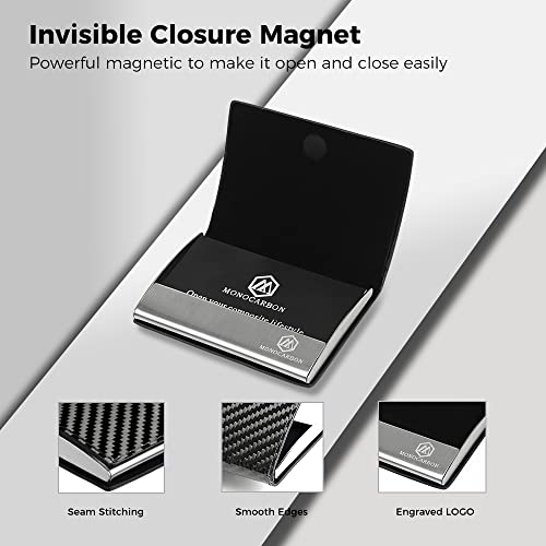 MONOCARBON Real Carbon Fiber Business Card Holder,Portable Pocket Business Card Holder Case with RFID Blocking & Magnetic Closure,Elegant Multifunction Card Organizer for Discerning Gentlemen - Image 2