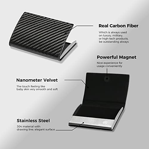 MONOCARBON Real Carbon Fiber Business Card Holder,Portable Pocket Business Card Holder Case with RFID Blocking & Magnetic Closure,Elegant Multifunction Card Organizer for Discerning Gentlemen - Image 3