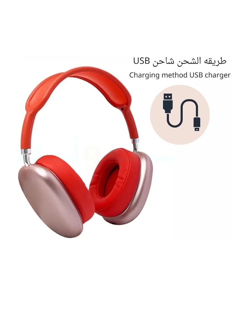 P9 Bluetooth Over-Ear Headphones Red - Image 3