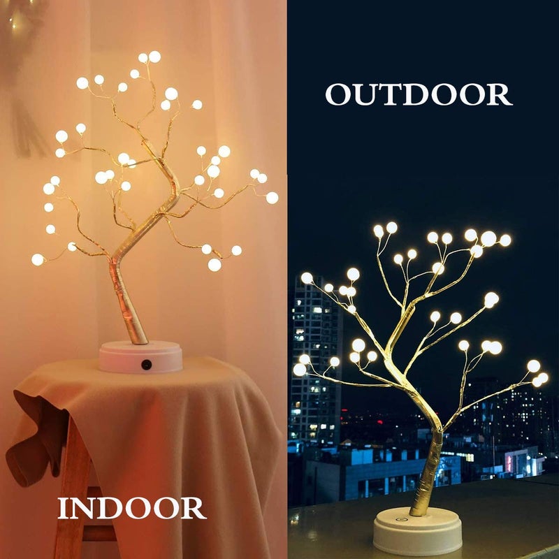 KHIZAR 20 Tabletop Bonsai Tree Light With 36 Pearls LedDiy Artificial Lamp Tree Lamp DecorationBatteryUsb OperatedFor Bedroom Desktop Christmas Party Indoor Decoration Night Light Warm White - Image 2