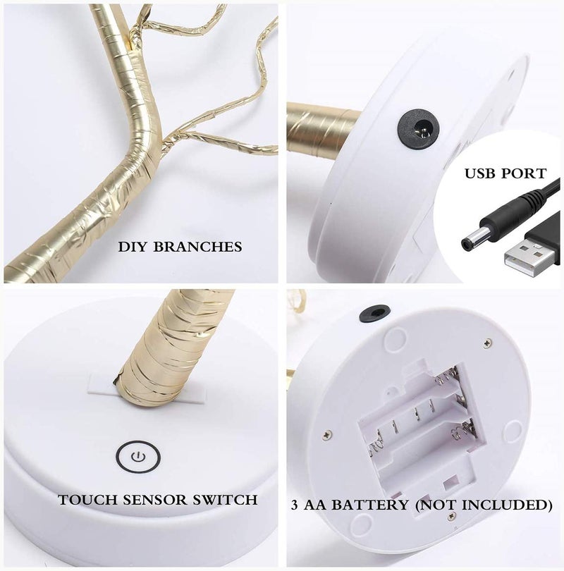 KHIZAR 20 Tabletop Bonsai Tree Light With 36 Pearls LedDiy Artificial Lamp Tree Lamp DecorationBatteryUsb OperatedFor Bedroom Desktop Christmas Party Indoor Decoration Night Light Warm White - Image 4