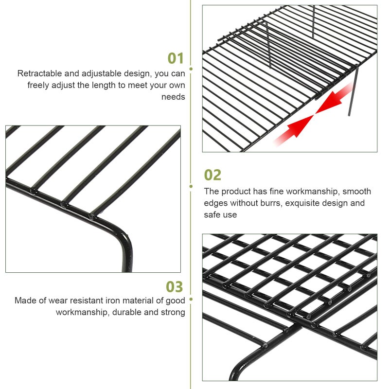 Black Metal Retractable Spice Rack Organizer For Kitchen Cabinet And Countertop - Image 4