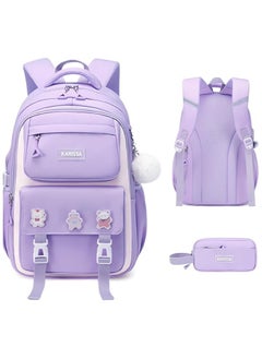 AUTOYSUR 2pc set School bag with pencil bag,Waterproof School Backpacks for Girls,Middle Schoolbag Elementary Student Bookbag,Multiple Pockets Schoolbags,Large Casual School Daypacks for Teens  - Image 1
