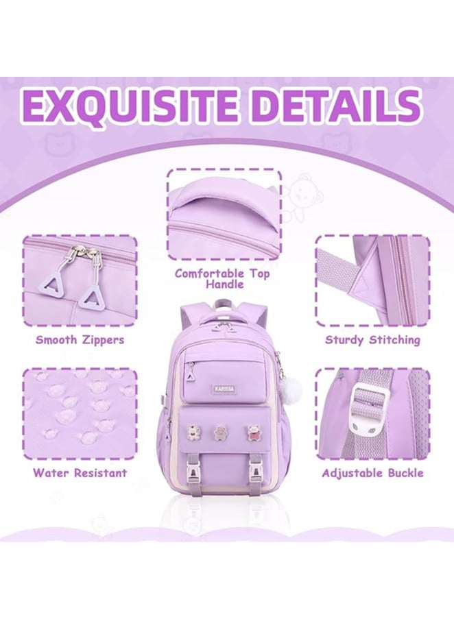 AUTOYSUR 2pc set School bag with pencil bag,Waterproof School Backpacks for Girls,Middle Schoolbag Elementary Student Bookbag,Multiple Pockets Schoolbags,Large Casual School Daypacks for Teens - Image 3