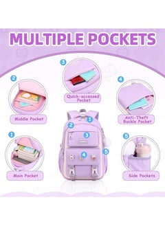 AUTOYSUR 2pc set School bag with pencil bag,Waterproof School Backpacks for Girls,Middle Schoolbag Elementary Student Bookbag,Multiple Pockets Schoolbags,Large Casual School Daypacks for Teens  - Image 5