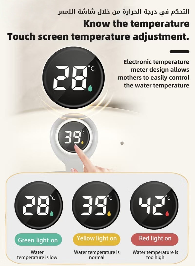 هوكور مجموعة حمام الأطفال المكونة من 5 قطع: حوض استحمام قابل للطي مع حساس لقياس درجة الحرارة + كرسي استحمام للأطفال + قبعة استحمام واحدة + كوب استحمام لغسل الشعر والشامبو + فرشاة شامبو واحدة - Image 4