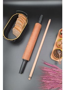 M&R Store Mrsstore Rolling Pin Medane Set Natural Wood Pancake Dough Set Set of 2  - Image 1