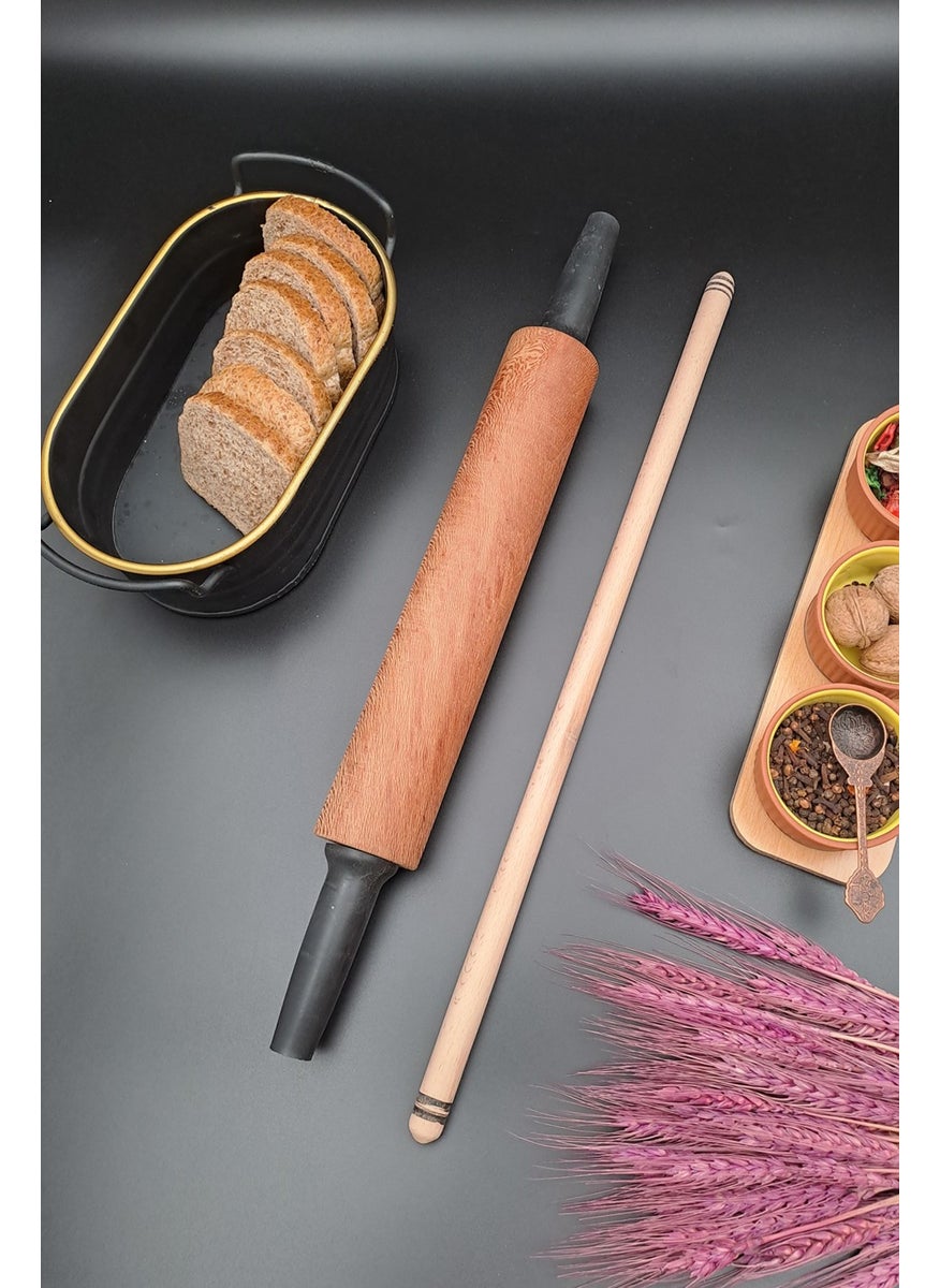 M&R Store Mrsstore Rolling Pin Medane Set Natural Wood Pancake Dough Set Set of 2  - Image 1