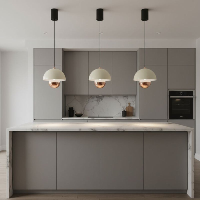 DANUBE HOME Edna Sensor Pendant Lamp 2m Adjustable length Contemporary Pendant Lamps Hanging Lanterns Built in LED Modern Design Indoor Lighting For Dining Room Living Room L18xW18xH20cm-White - Image 2