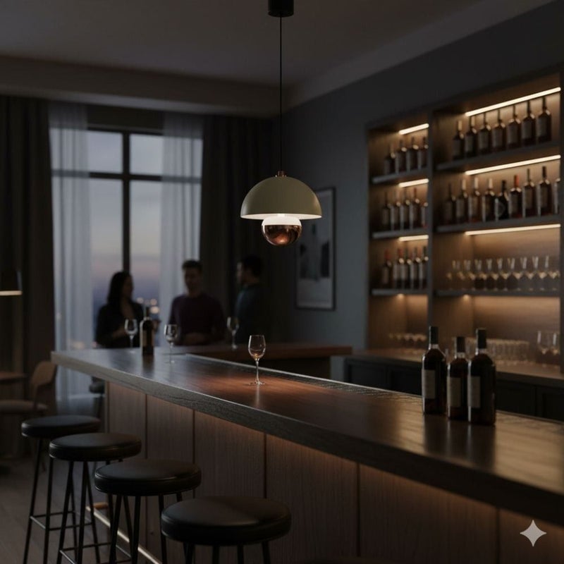 DANUBE HOME Edna Sensor Pendant Lamp 2m Adjustable length Contemporary Pendant Lamps Hanging Lanterns Built in LED Modern Design Indoor Lighting For Dining Room Living Room L18xW18xH20cm-White - Image 3