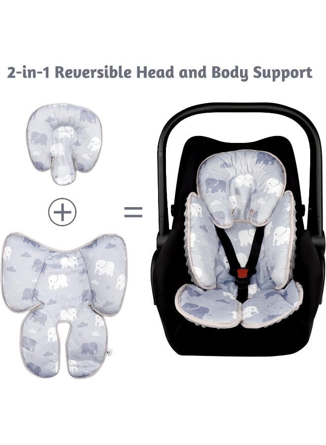 TANOFAR Infant Car Seat Head Support, Soft Baby Carseat Head & Body Support, Elephant Baby Car Seat Insert Cushion for Newborn Boys - Image 2