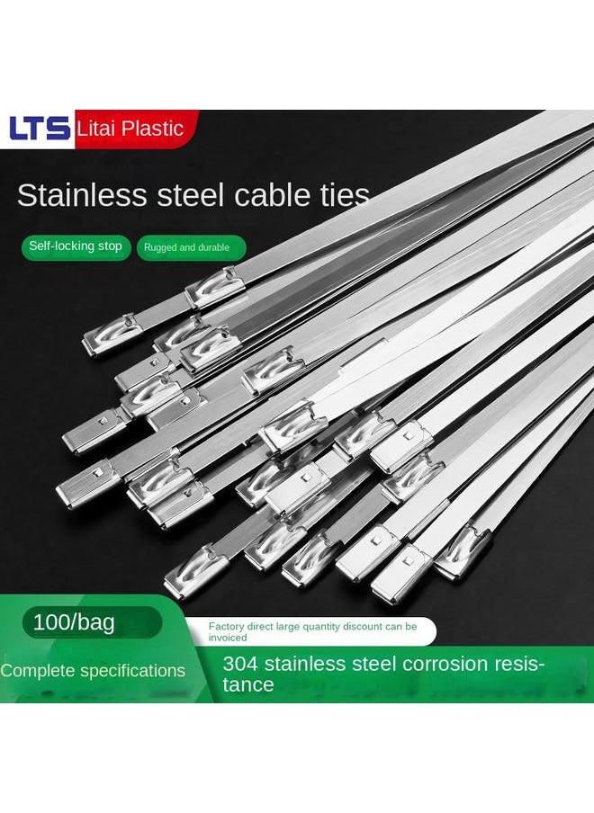 Bluejw 304 Stainless Steel Cable Tie 4.6*300 Self-locking Metal Marine Cable Tie Belt Outdoor High Temperature Resistant Cable Tie Steel Belt  - Image 2