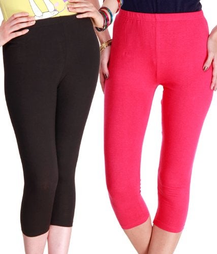 FEELBLUE Premium Cotton Strachable Women's Casual/Gym/Sports 3/4th Capri,Combo Pack,Free Size - Image 4