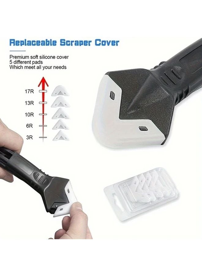 Black 3 In 1 Silicone Caulking Tool With Stainless Steel Head Ergonomic Handle - Image 3