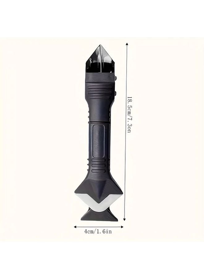 Black 3 In 1 Silicone Caulking Tool With Stainless Steel Head Ergonomic Handle - Image 2