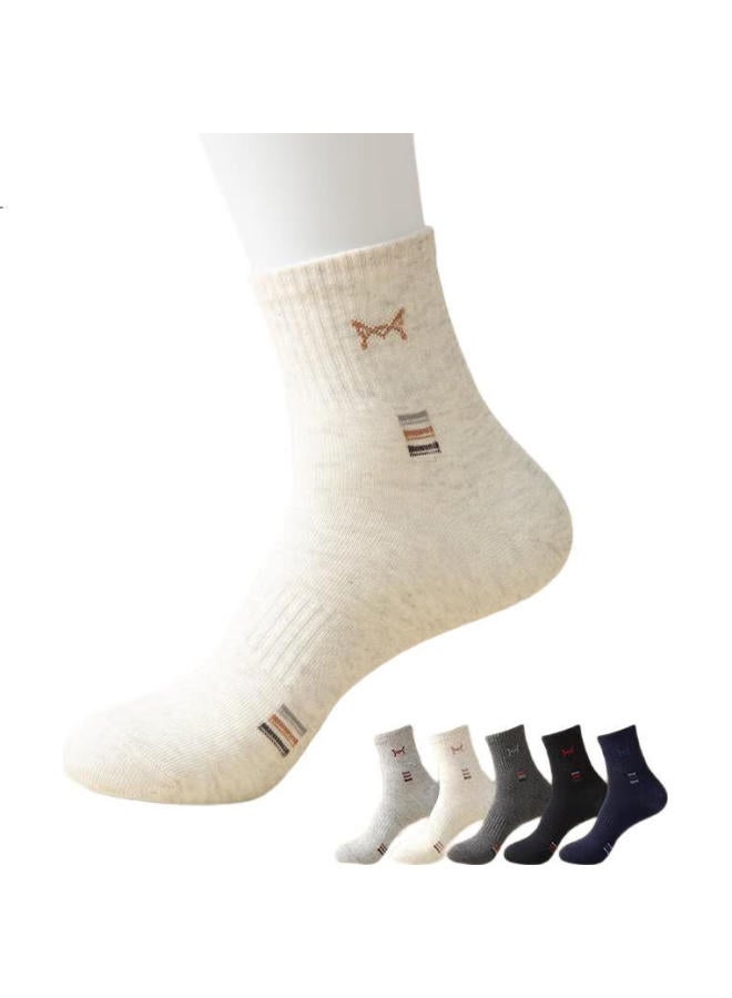 MIIOW Men'S Thin Summer Socks 100% Cotton 7A Antibacterial And Odor-Resistant Mid-Calf Socks Breathable Sweat-Absorbing Sports Basketball Socks - Image 2