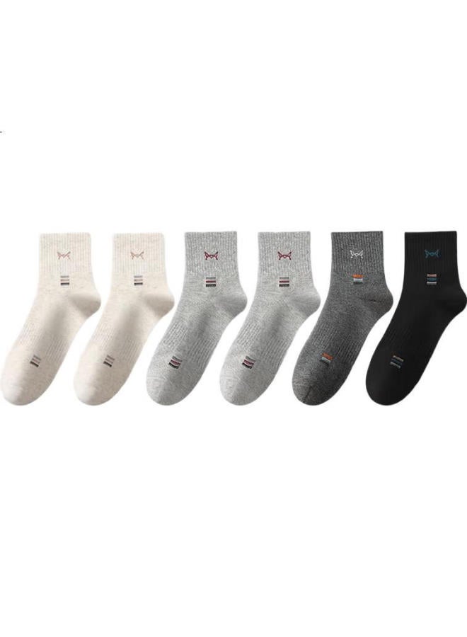 MIIOW Men'S Thin Summer Socks 100% Cotton 7A Antibacterial And Odor-Resistant Mid-Calf Socks Breathable Sweat-Absorbing Sports Basketball Socks - Image 3