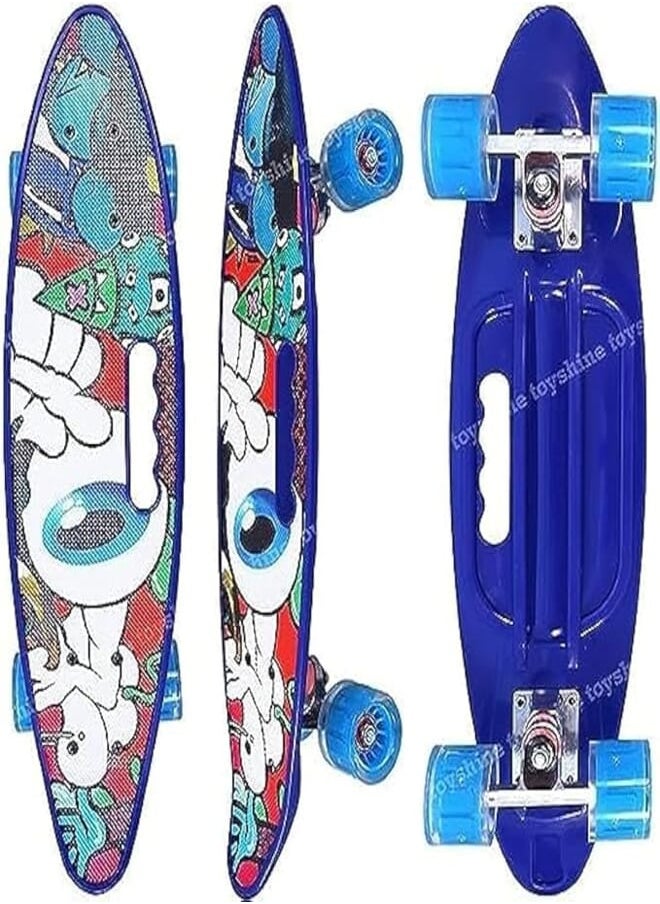 Qualimate 24 Inch Fish Skateboard Cruiser Fibre Skating Board Suitable Blue 