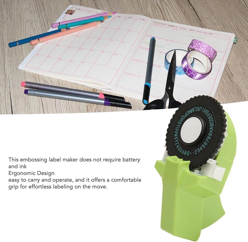 Green Embossing Label Maker Portable Home Office Kitchen Craft Labeling Machine - Image 4