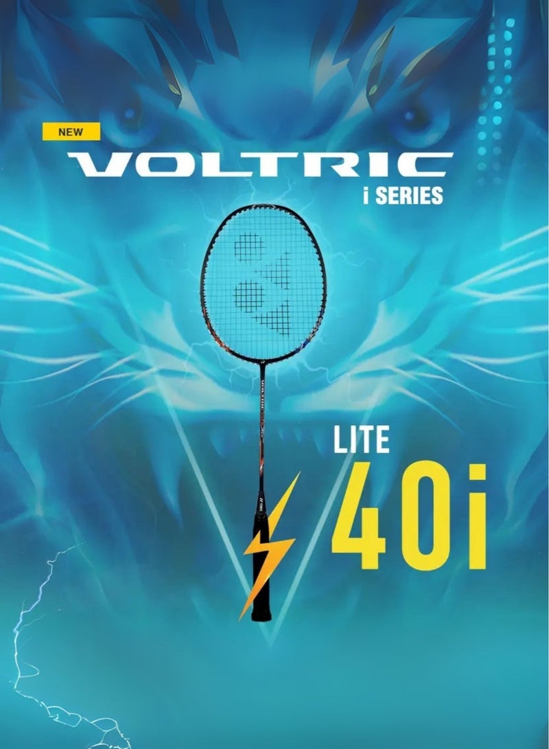 Voltric Lite 40i Strung Graphite Badminton Racquet | 30 lbs Tension, 5U G4 - Blue Orange | Durable, Lightweight | For Intermediate Players