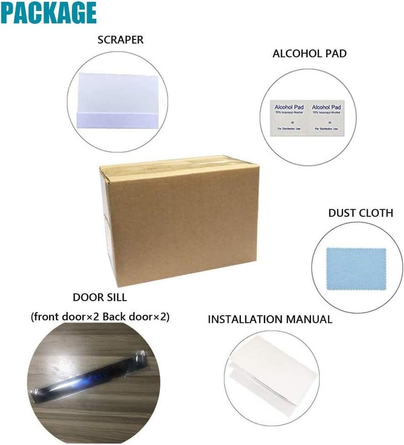 LEXLEY Carbon Fiber Style Leather Door Sill Protector,Scuff Plate Cover Guard Sills Protector Trim,Welcome Pedal Protect For 2005-2026 CIVIC 4PCS -SLIVER - Image 5