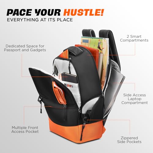 Skybags Nero 15 Inch Compatible Anti-Theft Laptop Backpack 20L | 3 Compartments with Side Bottle Pocket | Padded Backpanel | Trolley Sleeve | Office & Travel Backpack for Men & Women (Black) - Image 3