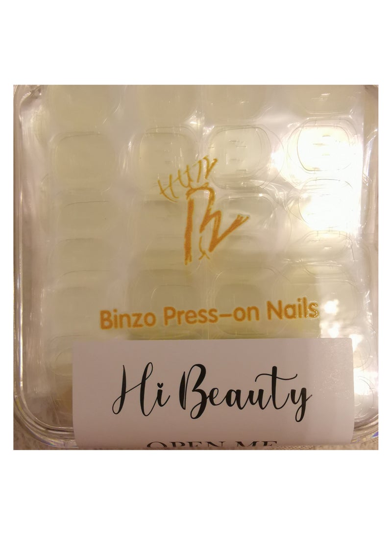 Binzo Beauty 20 ورقة ملصقات لاصقة للأظافر مزدوجة الجوانب للأظافر الاصطناعية، لاصق هلامي مقاوم للماء وقابل للتنفس، نصائح أظافر مزيفة لاصقة - Image 2