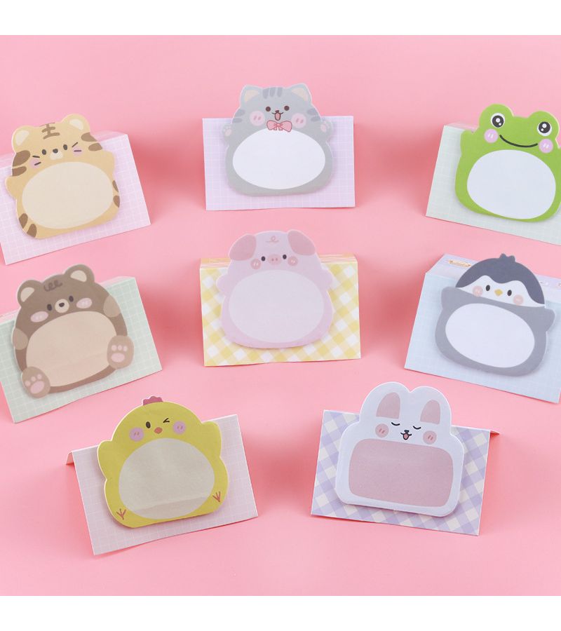 160 Sheets Cute Korean Cartoon Animal Sticky Notes 8pcs Set Standing Design - Image 2