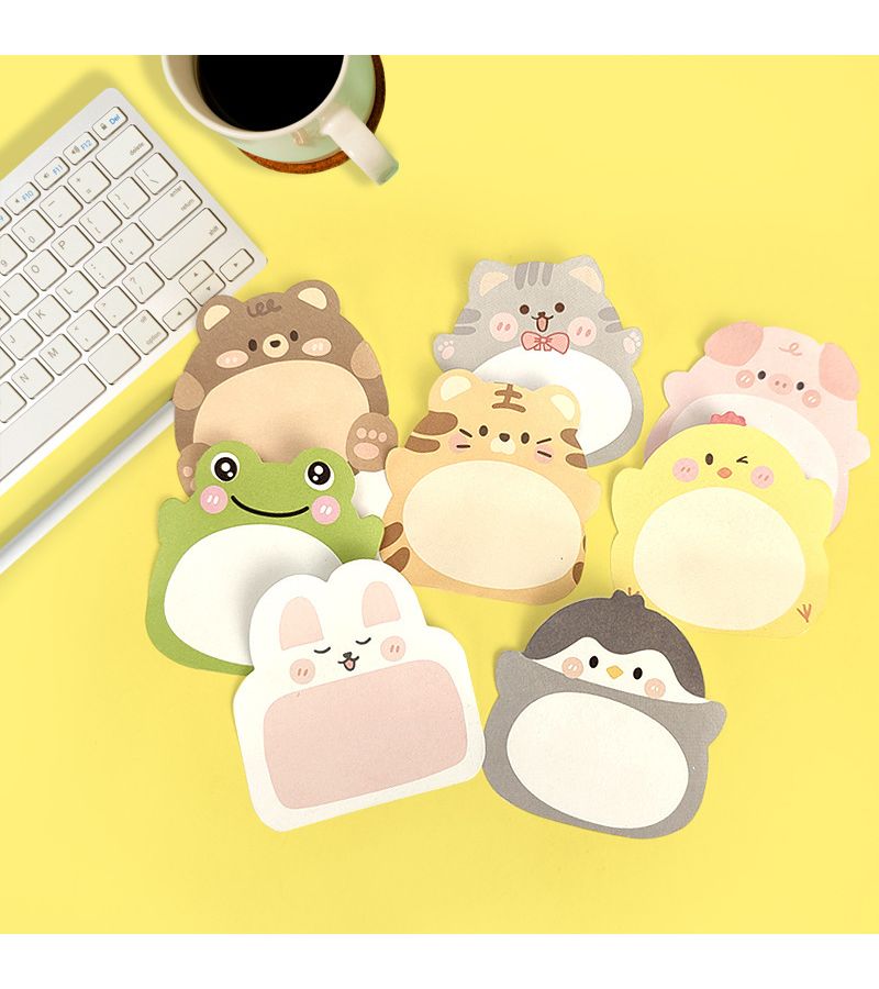 160 Sheets Cute Korean Cartoon Animal Sticky Notes 8pcs Set Standing Design - Image 1