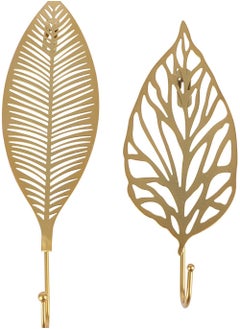 KASTWAVE 2Pcs Iron Decorative Wall Hooks Leaf Wall- Mounted Coat Hanger Key Holder Wall Hat Bag Hooks Household Storage Hook  - Image 1