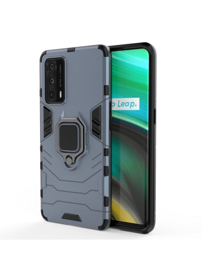 HuHa Case Cover For Realme X7 Pro Ultra Shockproof PC + TPU Protective Case with Magnetic Ring Holder Navy Blue 