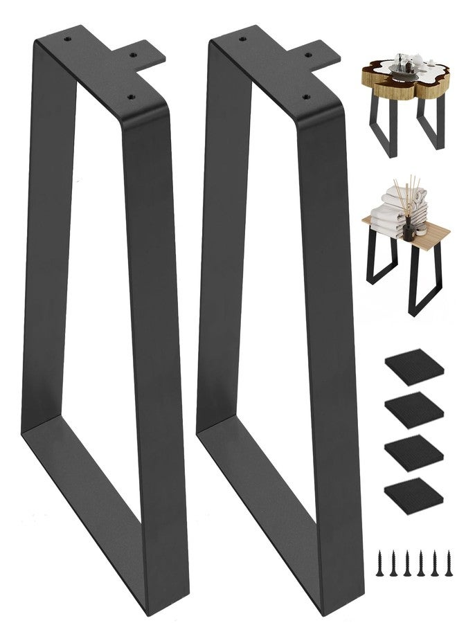 Rioychan 16 Inch Bench Legs, Trapezoid Metal Table Legs Heavy Duty Furniture Legs for DIY Desk Legs, Black Metal End Table, Side Tables,Bench, Sofa, Set of 2 (H16 x W11, Black) - Image 1