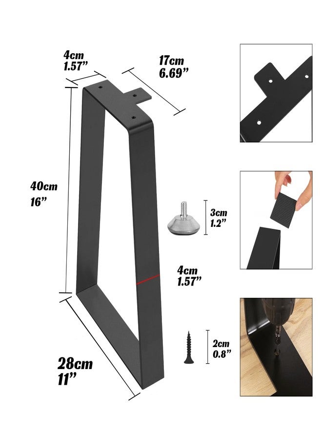 Rioychan 16 Inch Bench Legs, Trapezoid Metal Table Legs Heavy Duty Furniture Legs for DIY Desk Legs, Black Metal End Table, Side Tables,Bench, Sofa, Set of 2 (H16 x W11, Black) - Image 5