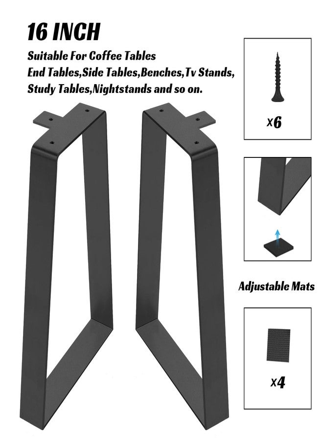 Rioychan 16 Inch Bench Legs, Trapezoid Metal Table Legs Heavy Duty Furniture Legs for DIY Desk Legs, Black Metal End Table, Side Tables,Bench, Sofa, Set of 2 (H16 x W11, Black) - Image 4