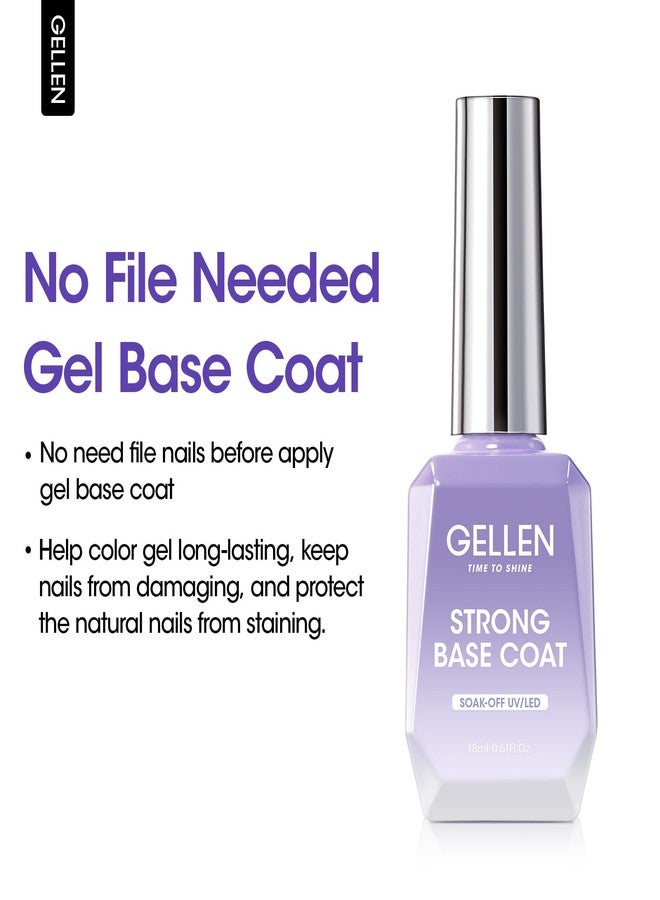 GELLEN Gel Base Coat, 18ml No Sanding Needed Clear Gel Nail Polish, Nail Salon Manicure Nail Base Coat Polish, Gift for Women - Image 2